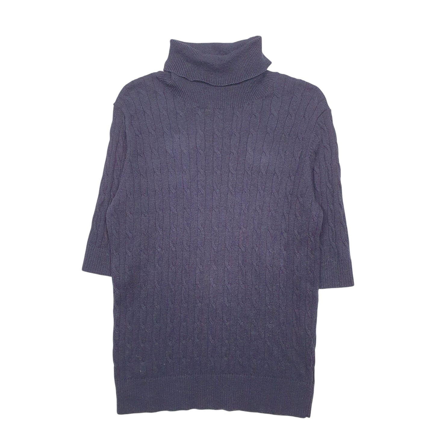 Womens Navy Lands End Roll Neck Crewneck Jumper