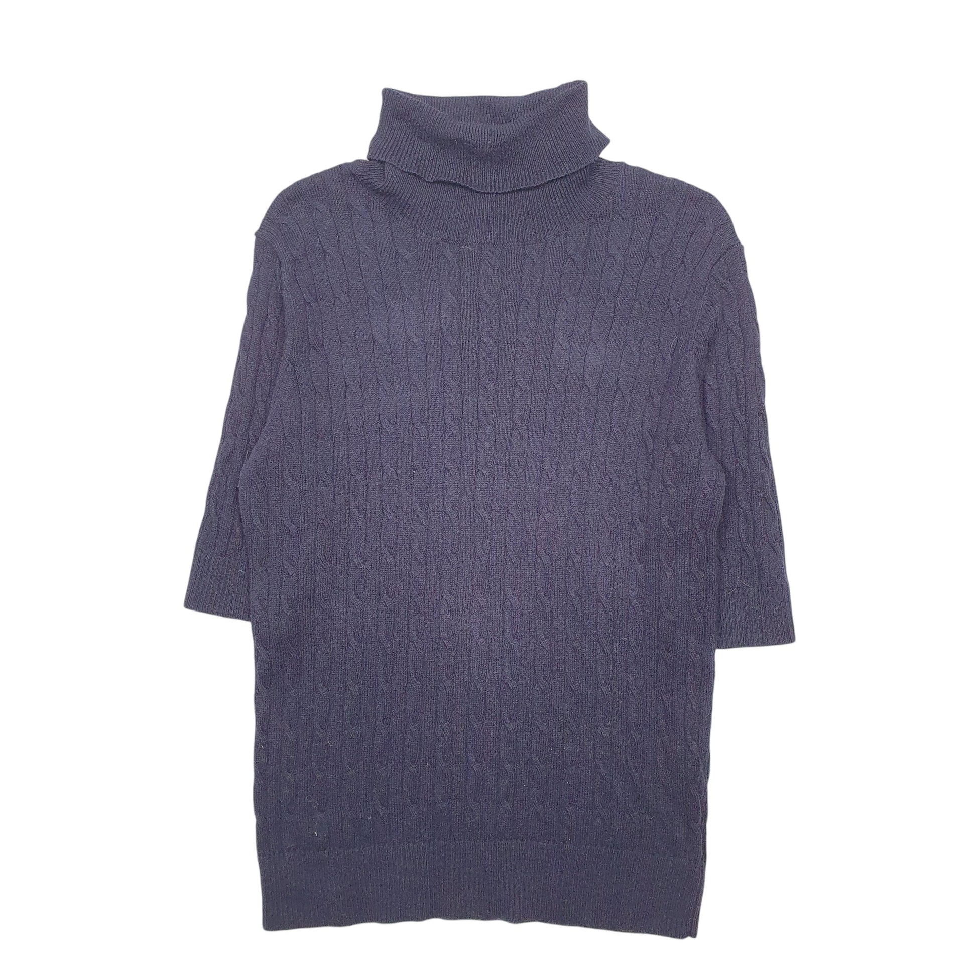 Womens Navy Lands End Roll Neck Crewneck Jumper