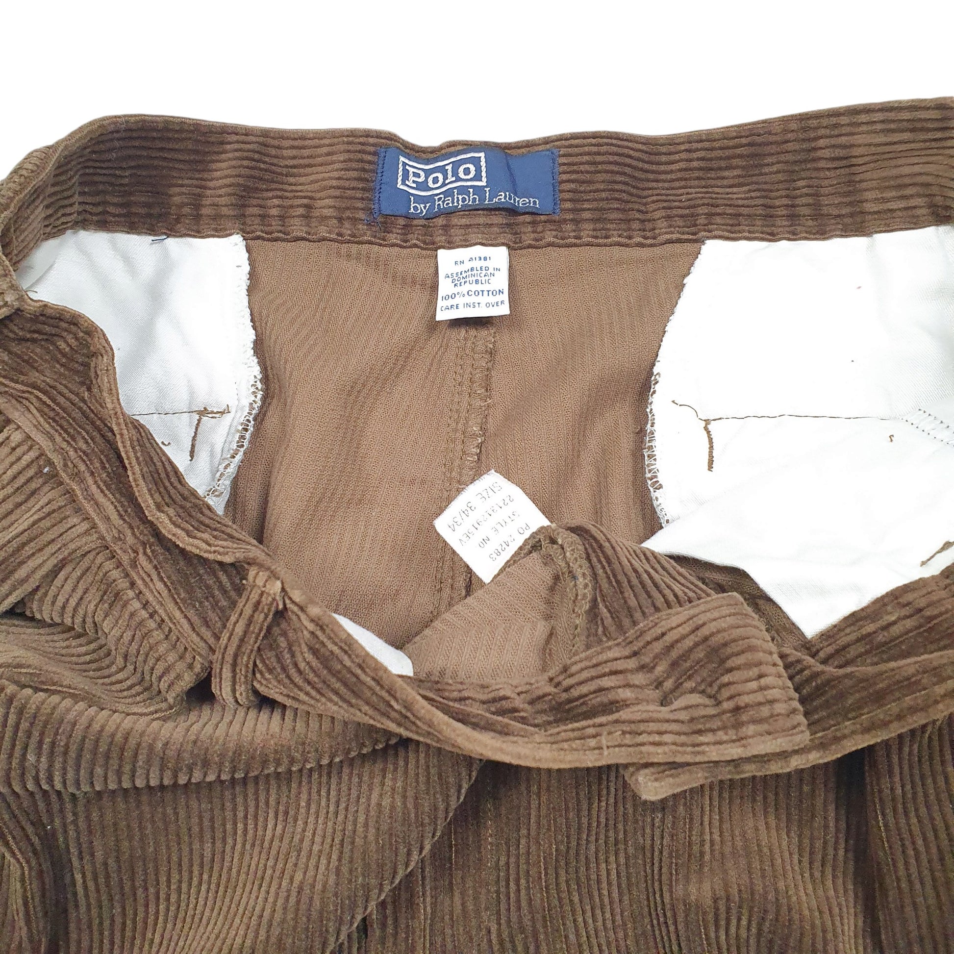 Mens Brown Polo Ralph Lauren Vintage Double Pleated Corduroy Trousers