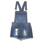 Womens Blue Dickies Distressed Shorts Bib Overalls Dungaree Trousers