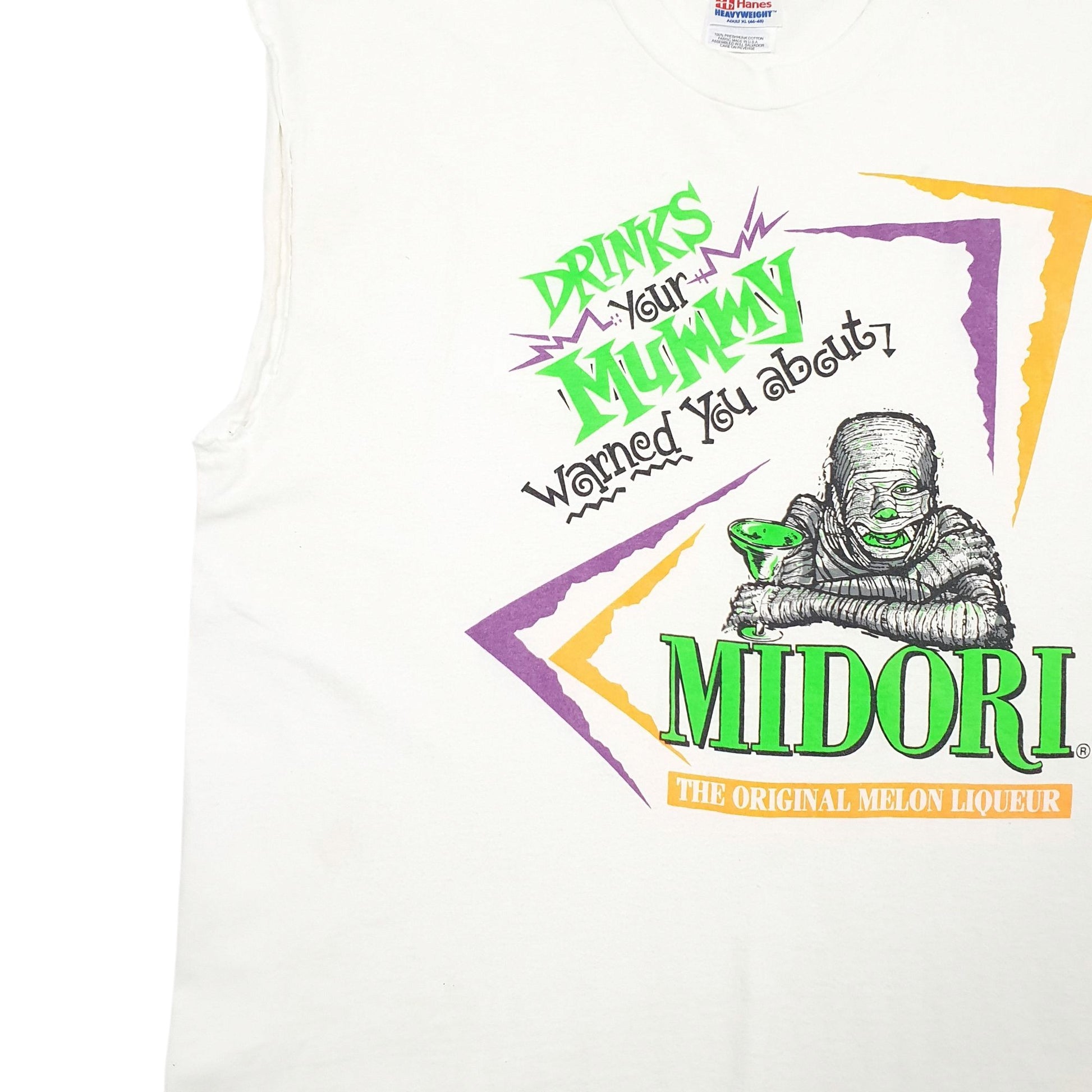 Mens White Hanes Single Stitch Vintage 90s Vest Short Sleeve T Shirt