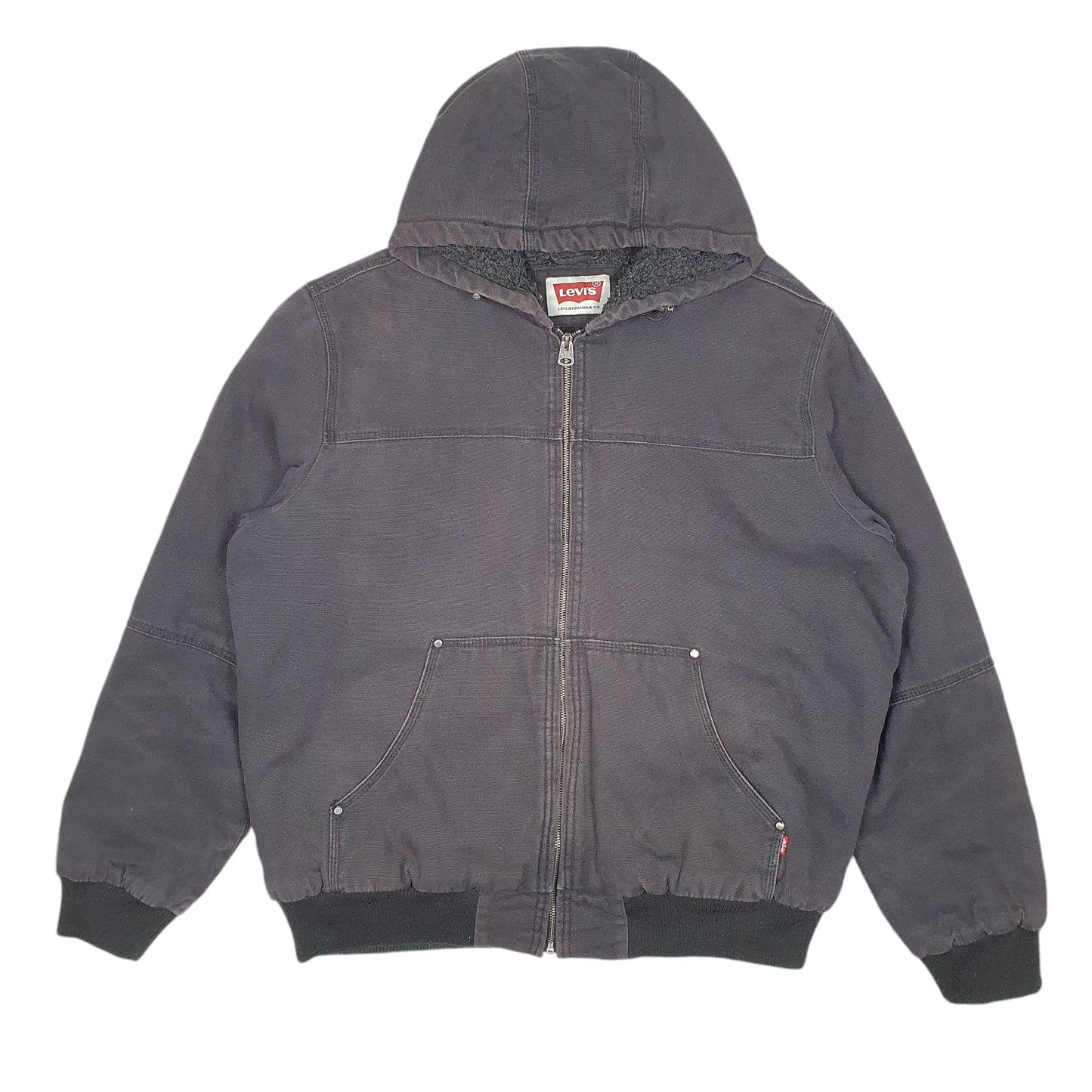 Mens Black Levis Active Fleece Lined Chore Hooded  Coat