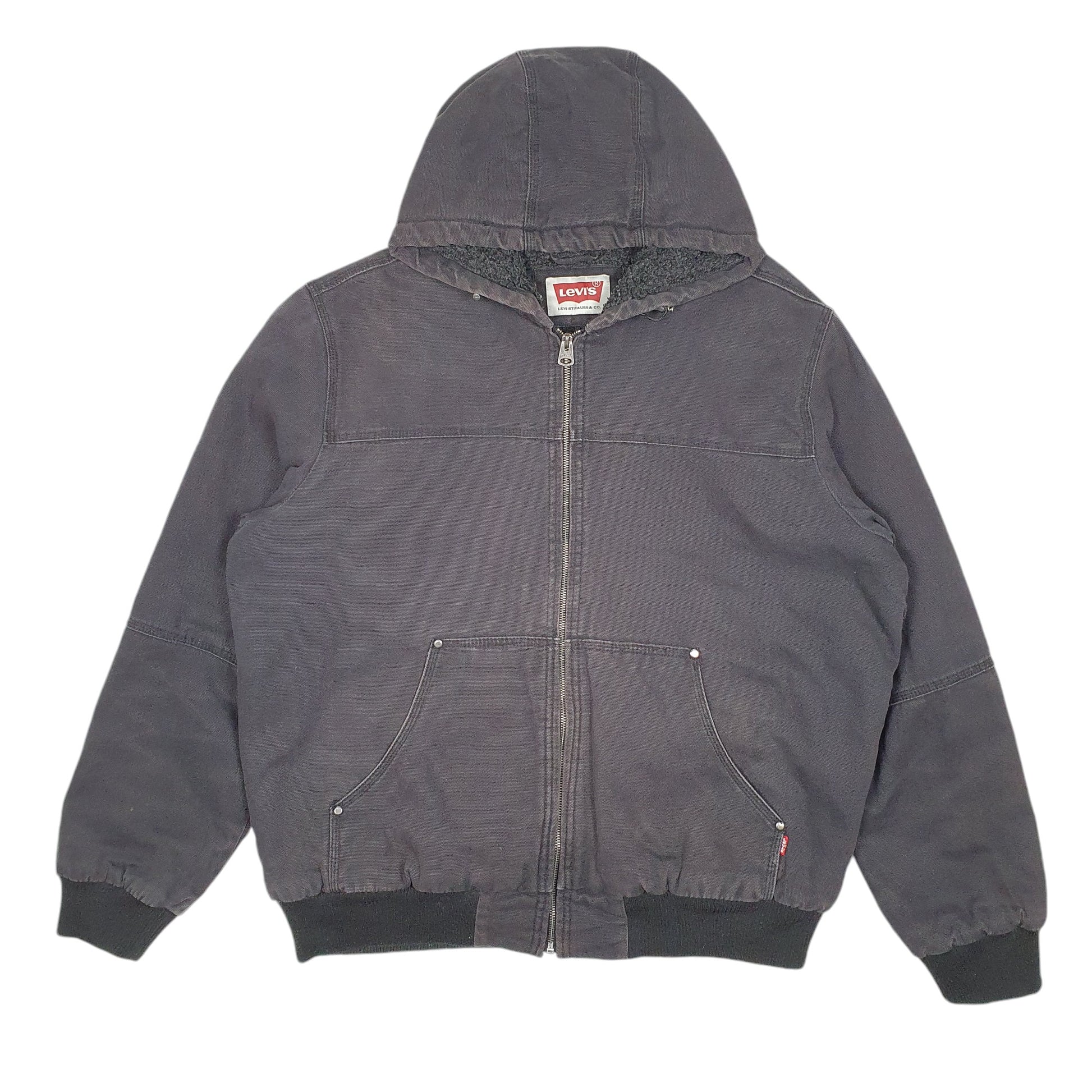 Mens Black Levis Active Fleece Lined Chore Hooded  Coat