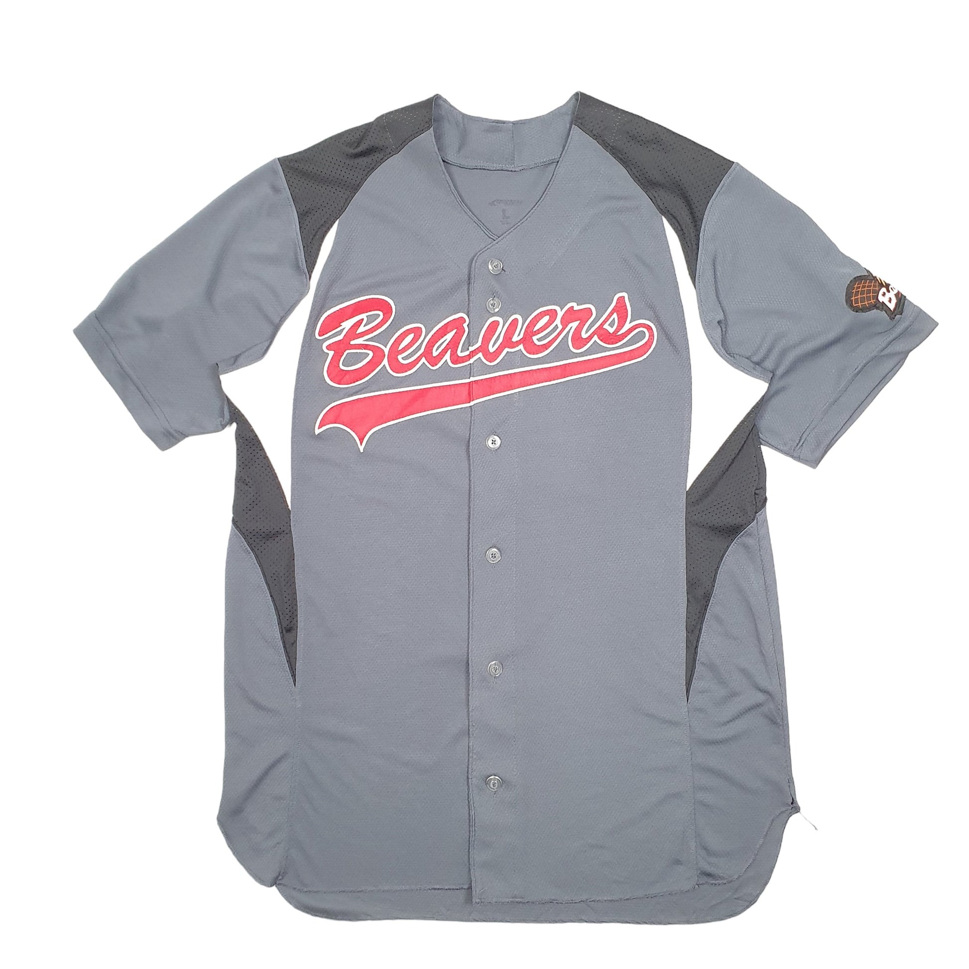 Mens Grey Champro Baseball Jersey Beavers 1 USA Short Sleeve T Shirt