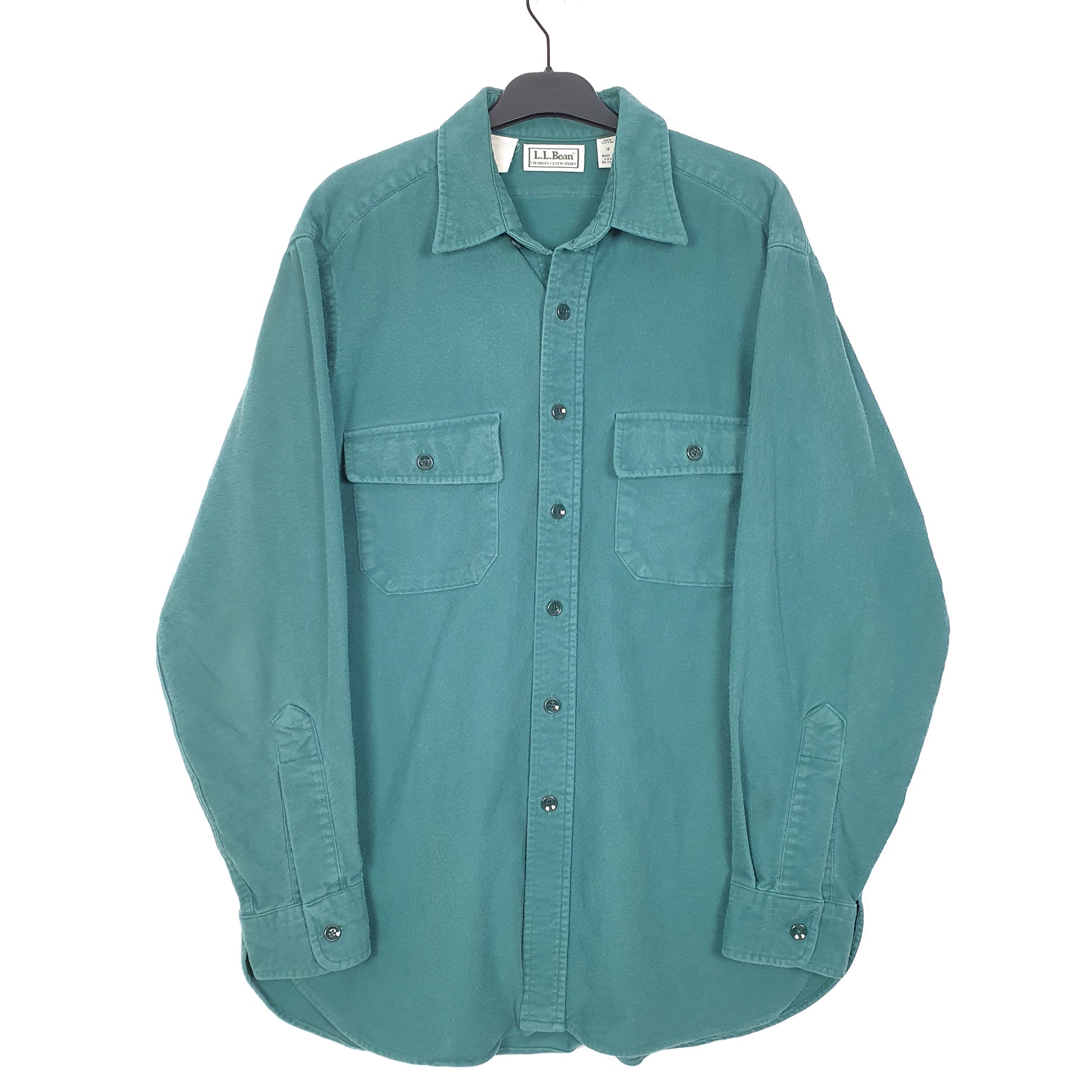 Mens Green L.L.Bean Chamois Vintage 1990s Made In USA Long Sleeve Shirt