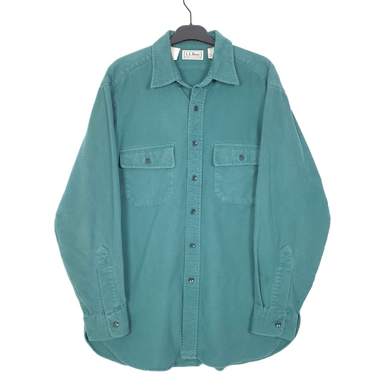 Mens Green L.L.Bean Chamois Vintage 1990s Made In USA Long Sleeve Shirt