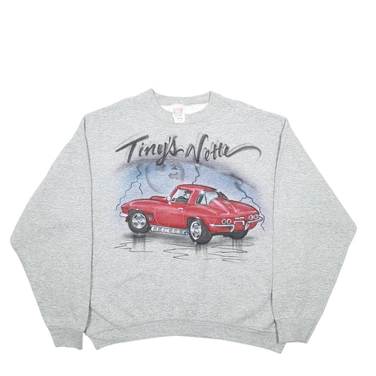 Mens Grey Fruit Of The Loom Airbrush Car Crewneck Jumper