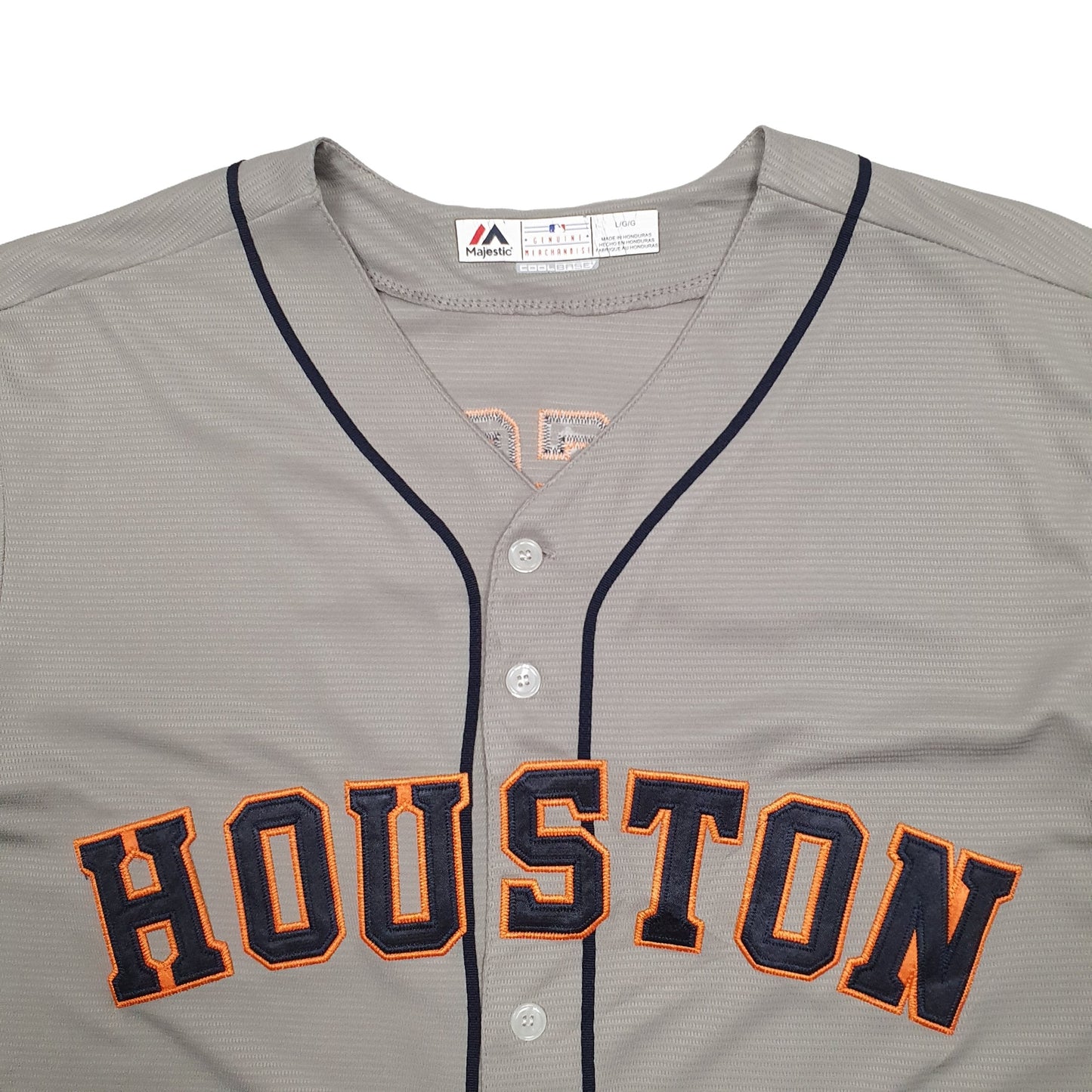 Mens Grey Majestic MLB Baseball Jersey Houston Astros Short Sleeve T Shirt