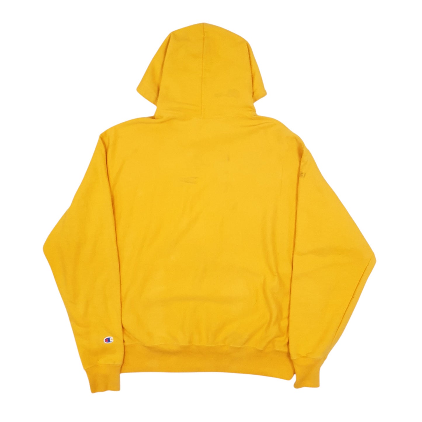 Mens Yellow Champion Reverse Weave Hoodie Jumper