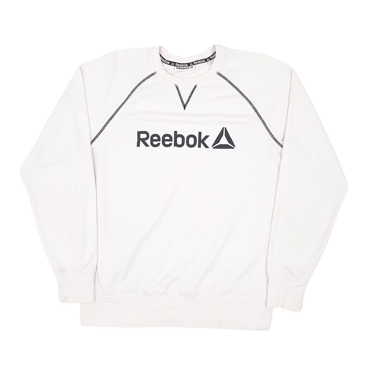 Mens White Reebok  Crewneck Jumper