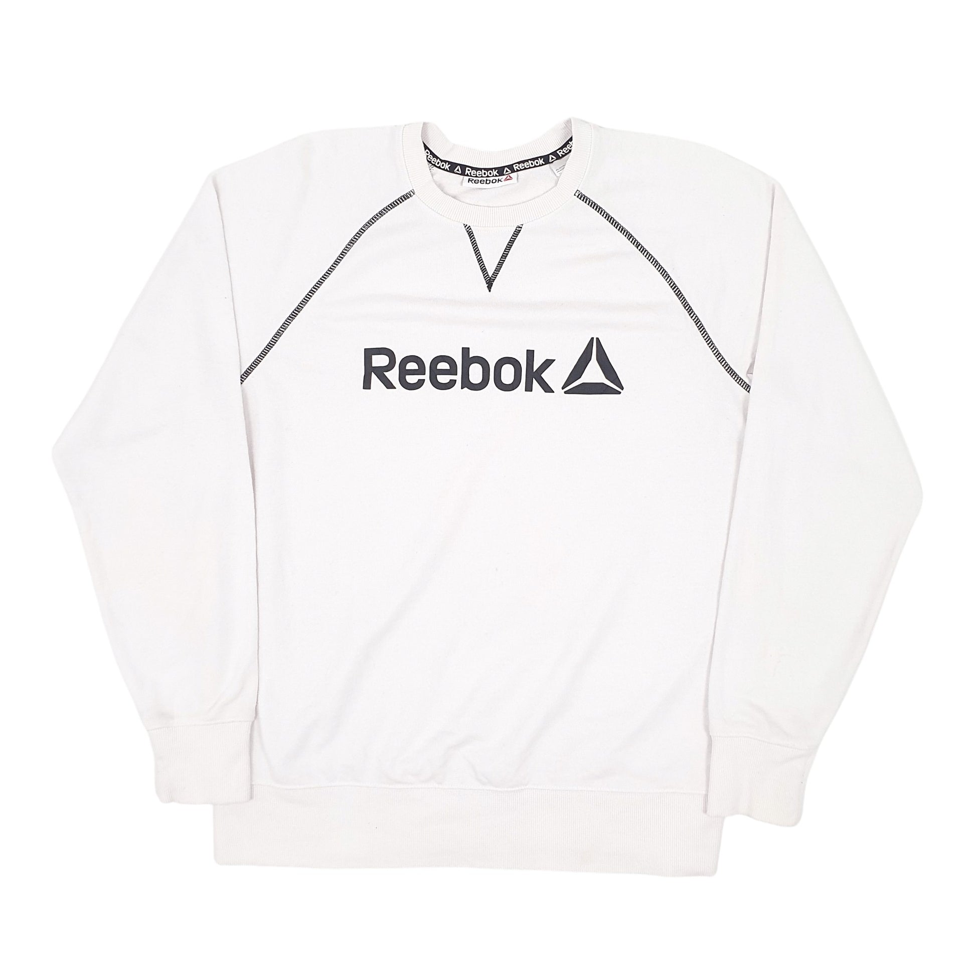 Mens White Reebok  Crewneck Jumper