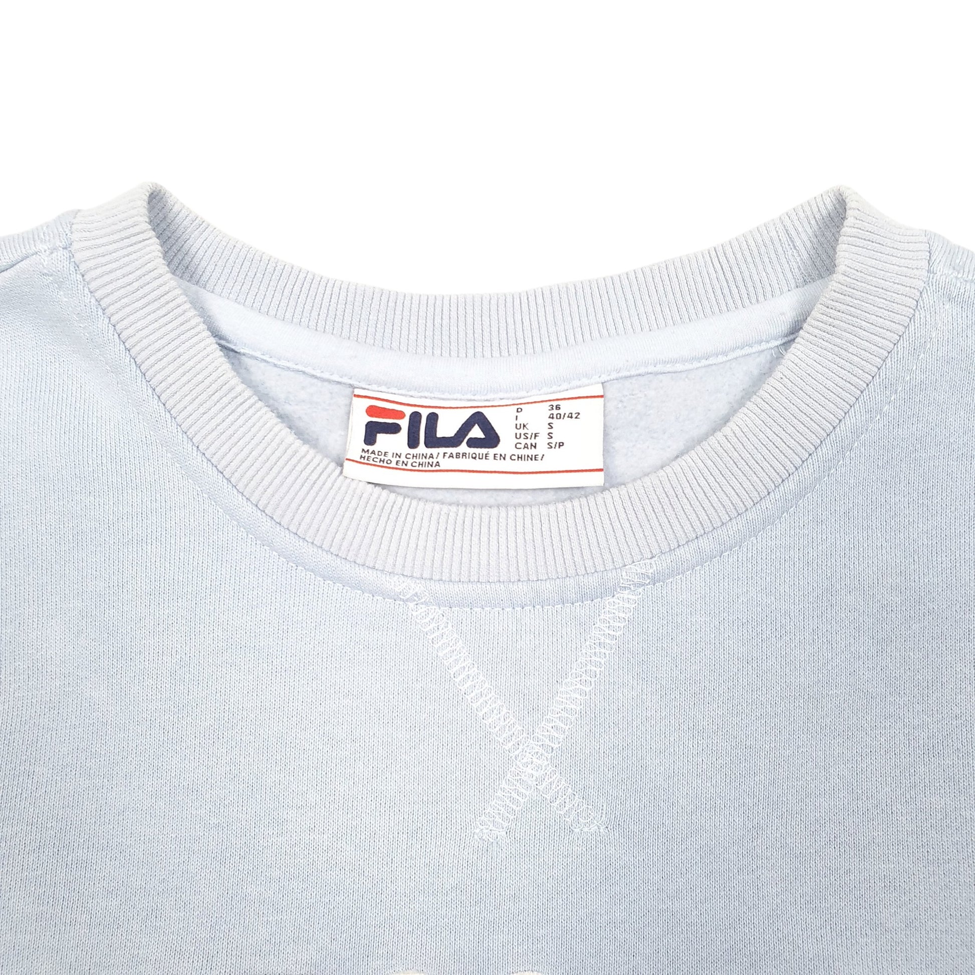 Womens Blue Fila Spellout Crewneck Jumper