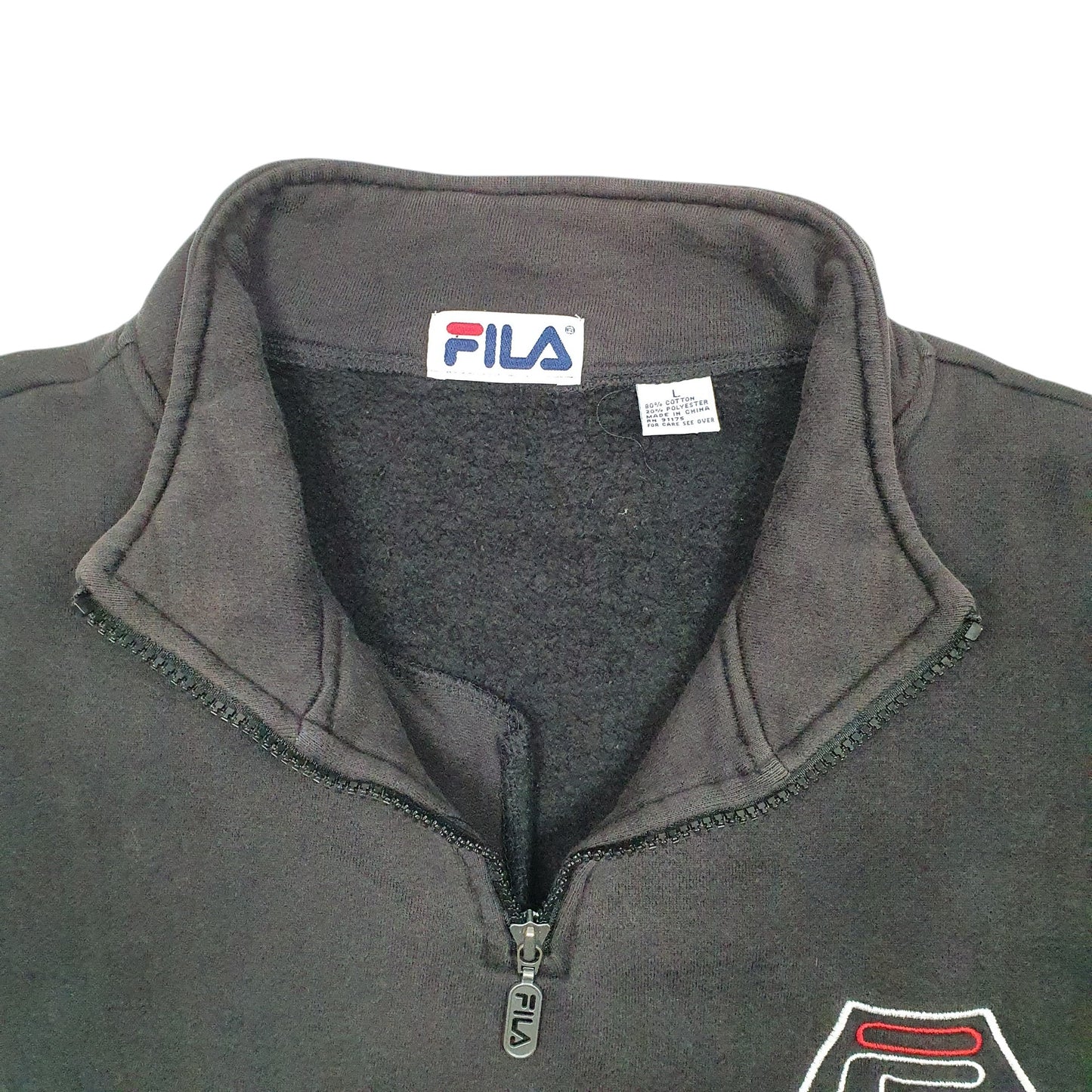 Mens Black Fila  Quarter Zip Jumper