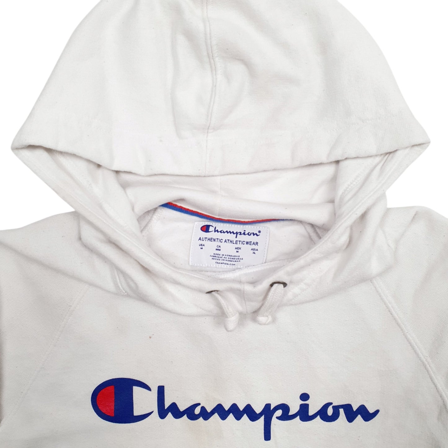 Womens White Champion Spellout Hoodie Jumper