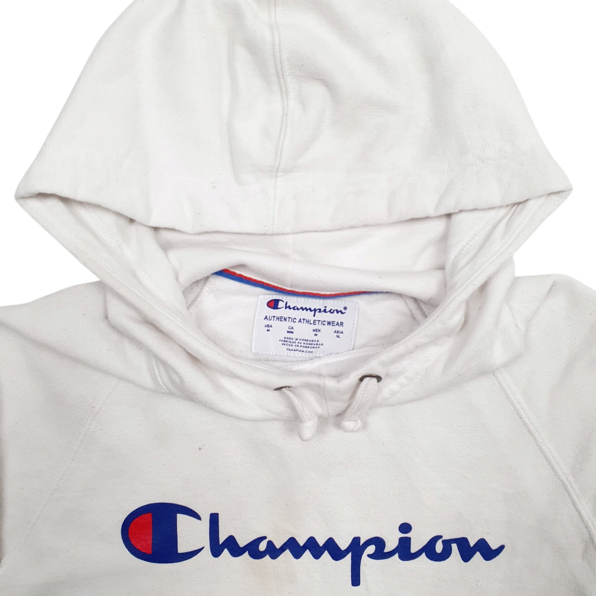 Womens White Champion Spellout Hoodie Jumper