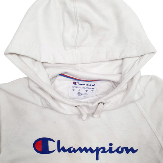 Womens White Champion Spellout Hoodie Jumper