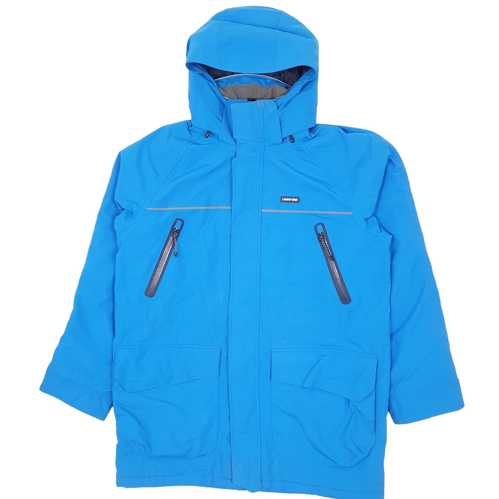 Mens Blue Landsend Hooded  Coat