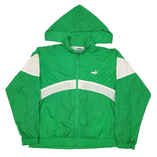 Mens Green Puma Hooded Shell Suit Top Vintage 90s  Coat