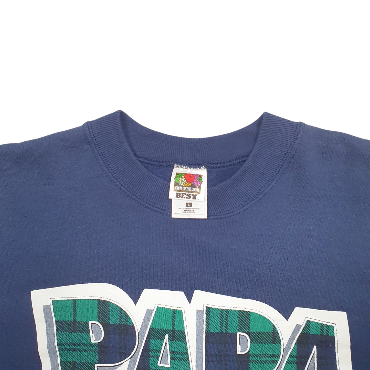 Womens Navy Fruit Of The Loom Papa Is My Name Spoiling Is My Game Made In USA Crewneck Jumper