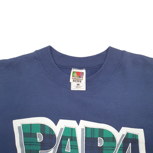 Womens Navy Fruit Of The Loom Papa Is My Name Spoiling Is My Game Made In USA Crewneck Jumper