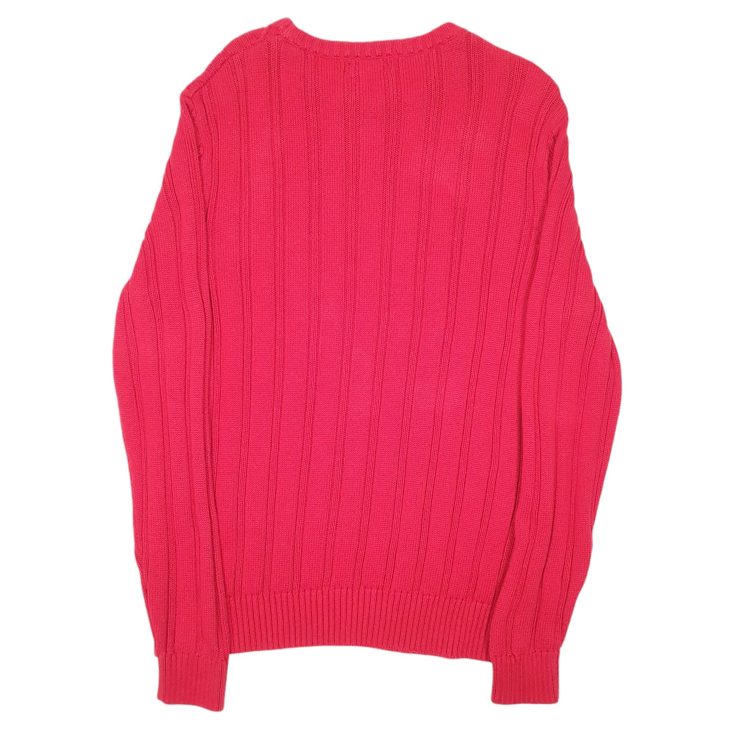 Mens Red Nautica Knit Cable Crewneck Jumper