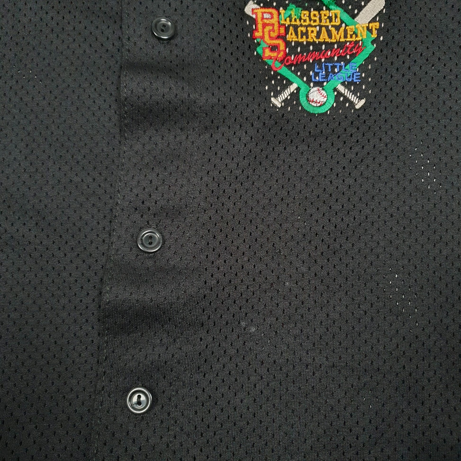 Mens Black Majestic Vintage 90s Baseball Jersey Bronx Little League Community Short Sleeve T Shirt