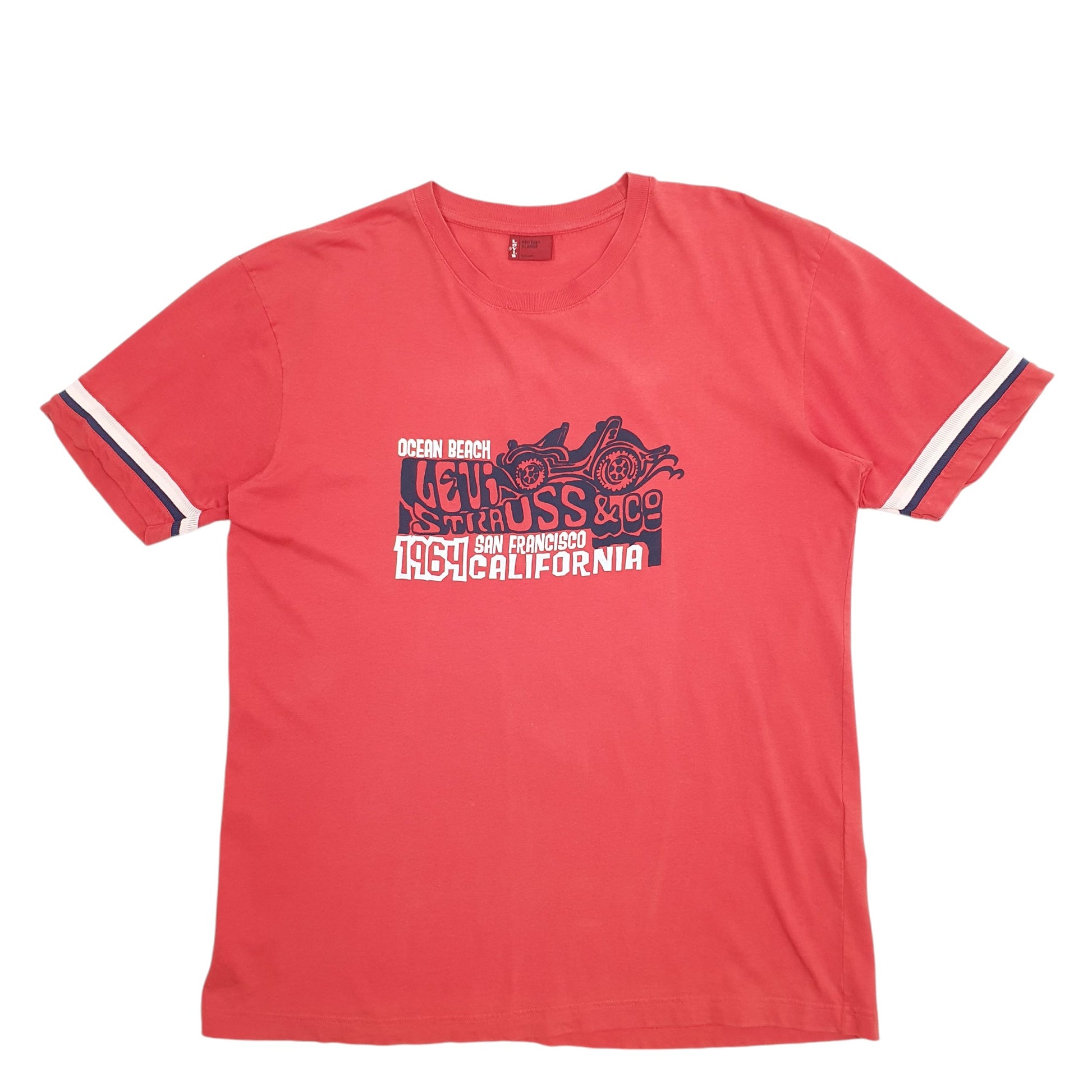 Mens Red Levis Spellout Short Sleeve T Shirt
