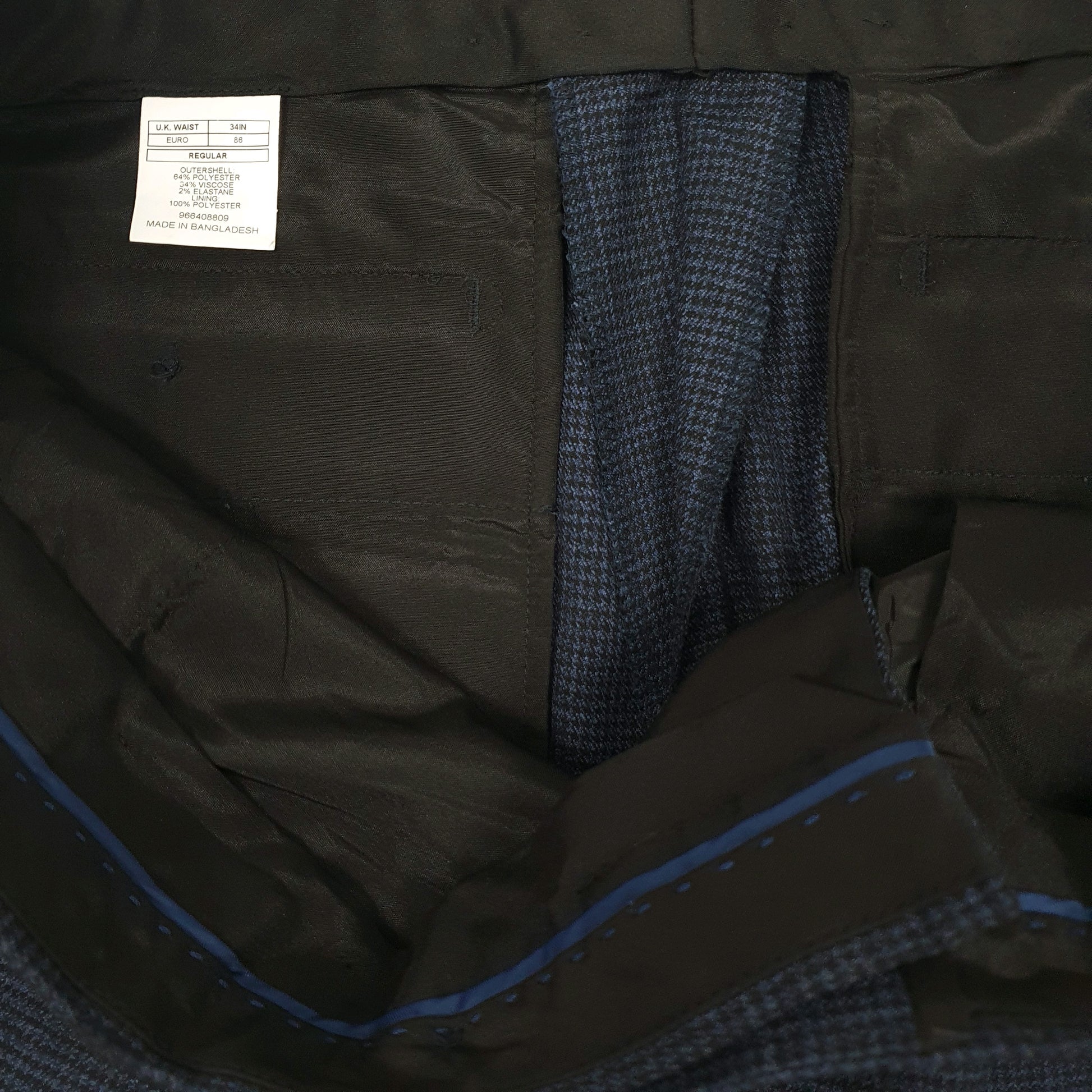 Mens Navy Moss Bros Houndstooth Formal Trousers