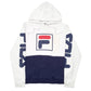 Mens White Fila Spellout Hoodie Jumper