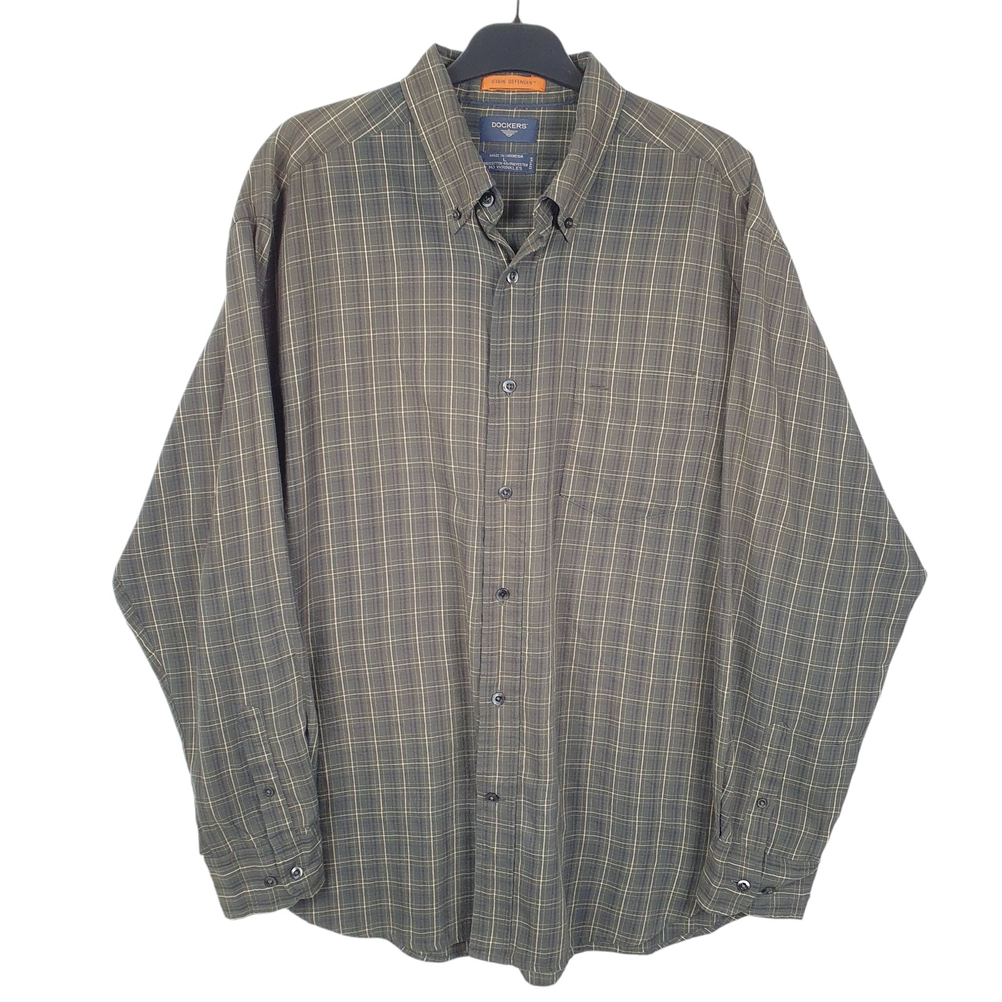 Mens Green Dockers  Long Sleeve Shirt