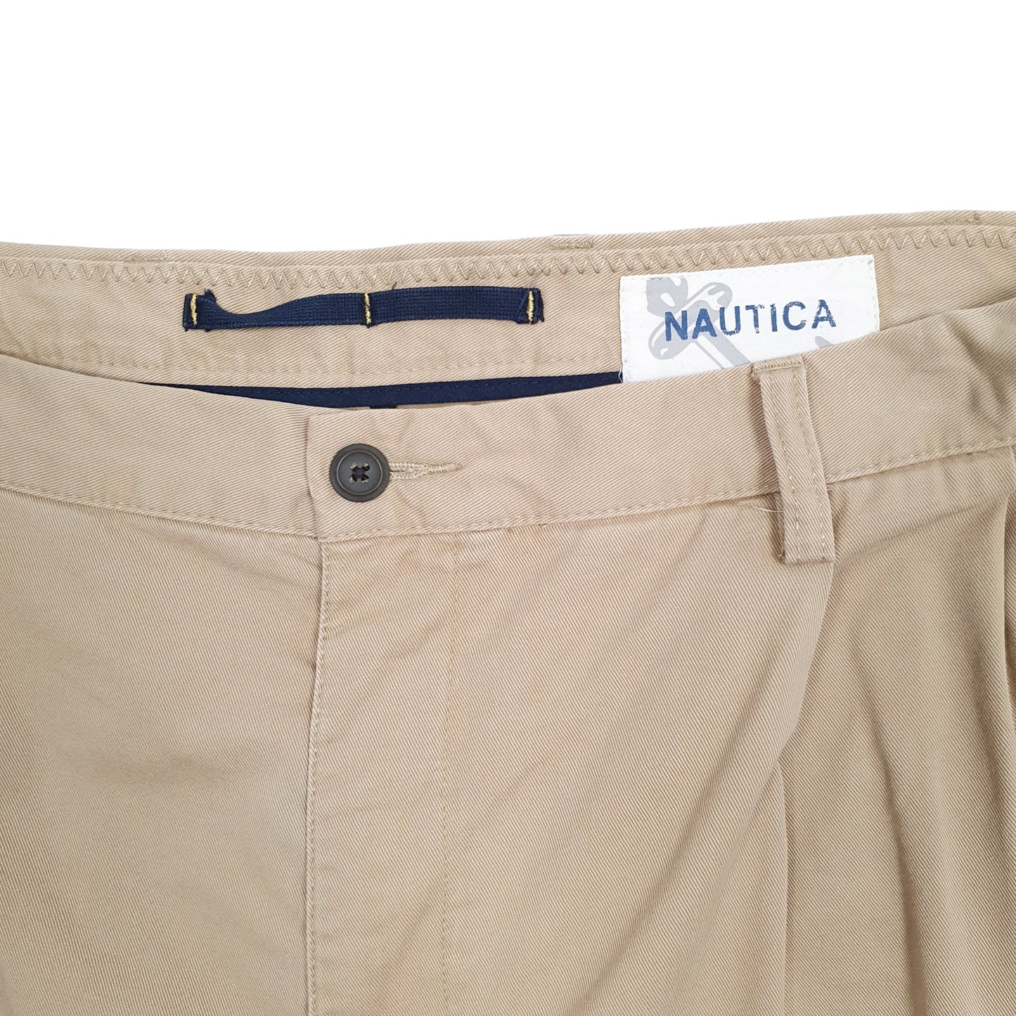 Mens Beige Nautica Deck Rigger Double Pleated Chino Shorts