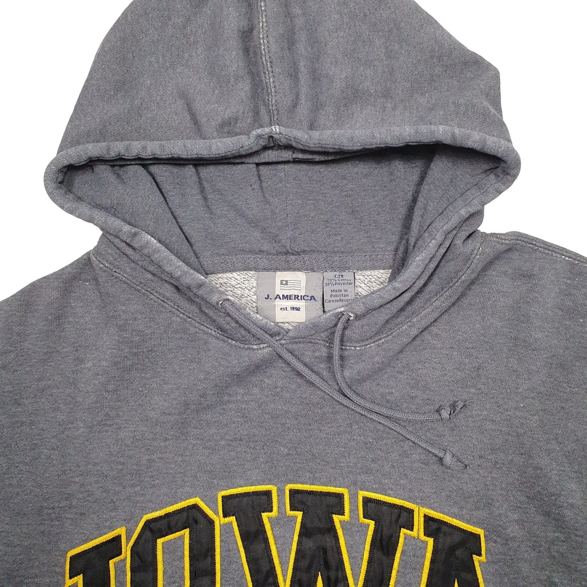 Mens Grey J.America Iowa State USA Spellout Hoodie Jumper