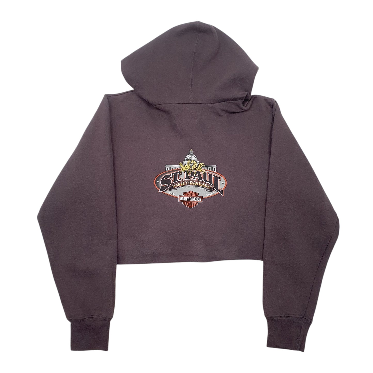 Womens Grey Harley Davidson Croptop Hoodie Jumper