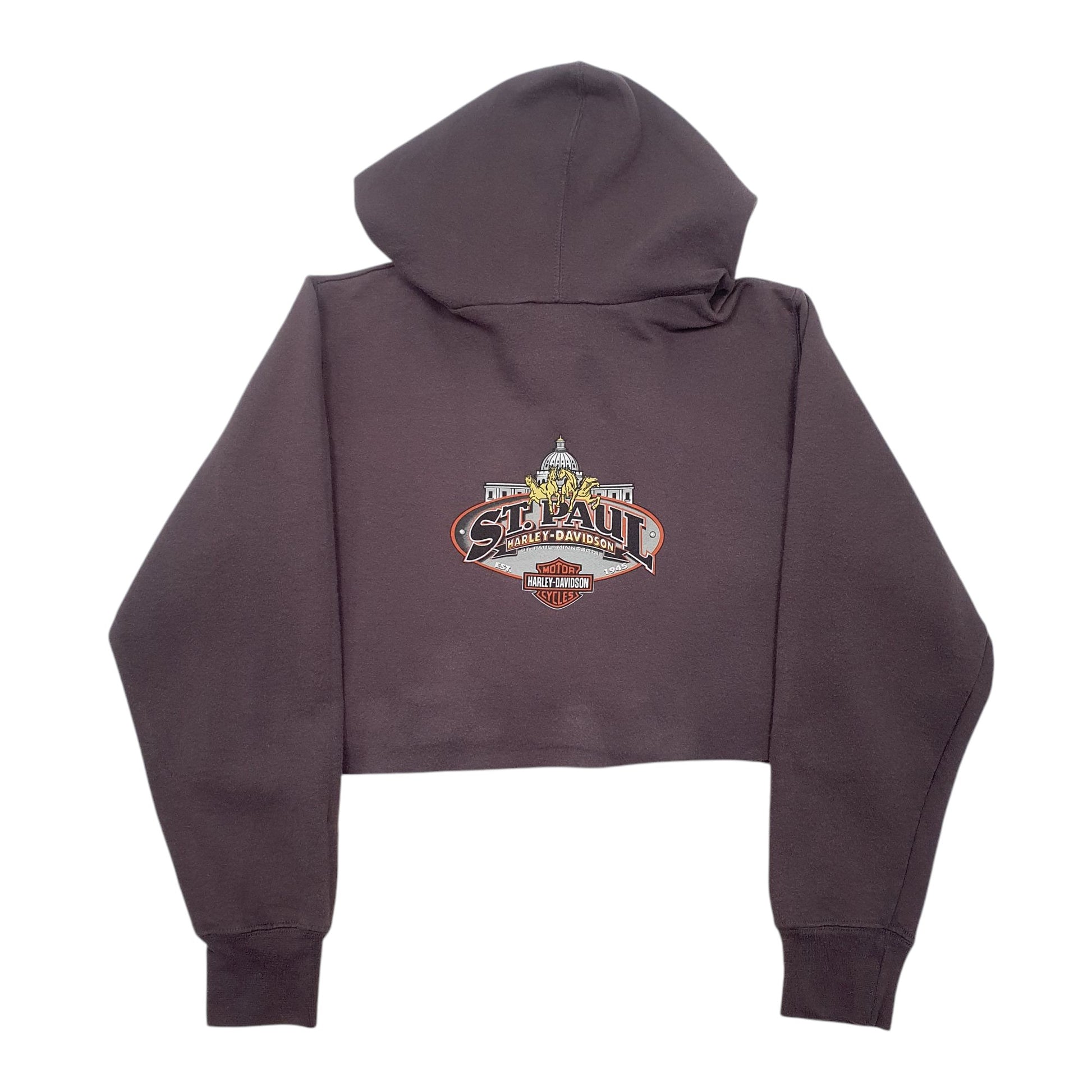 Womens Grey Harley Davidson Croptop Hoodie Jumper