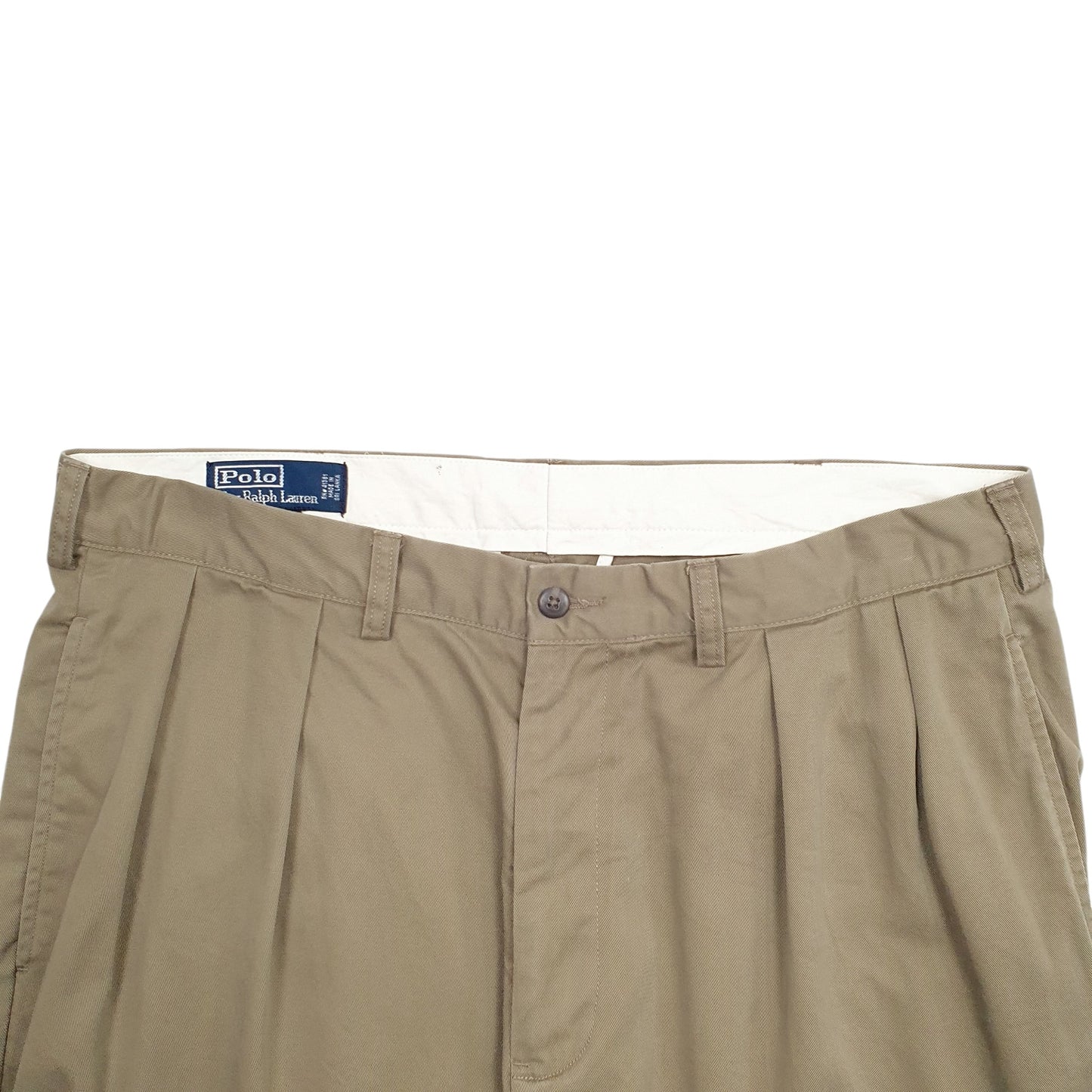 Mens Khaki Polo Ralph Lauren Double Pleated Chino Trousers