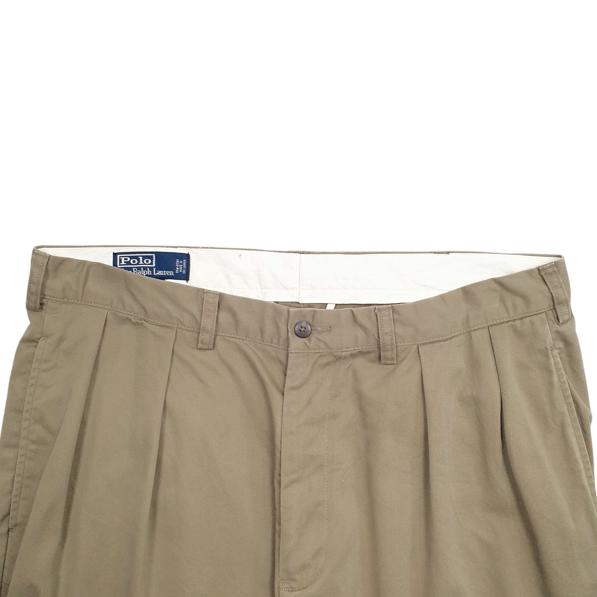 Mens Khaki Polo Ralph Lauren Double Pleated Chino Trousers