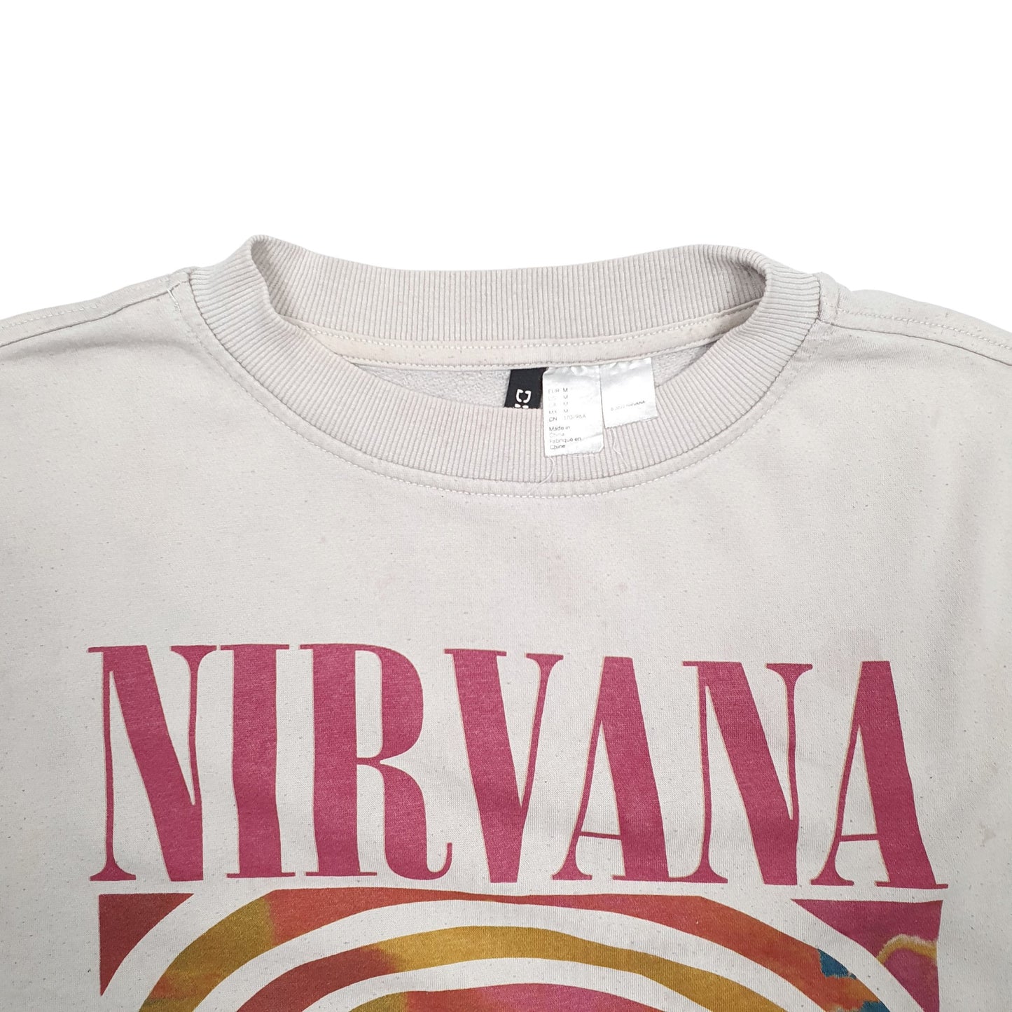 Mens Grey H&M Nirvana Grunge Spellout Crewneck Jumper