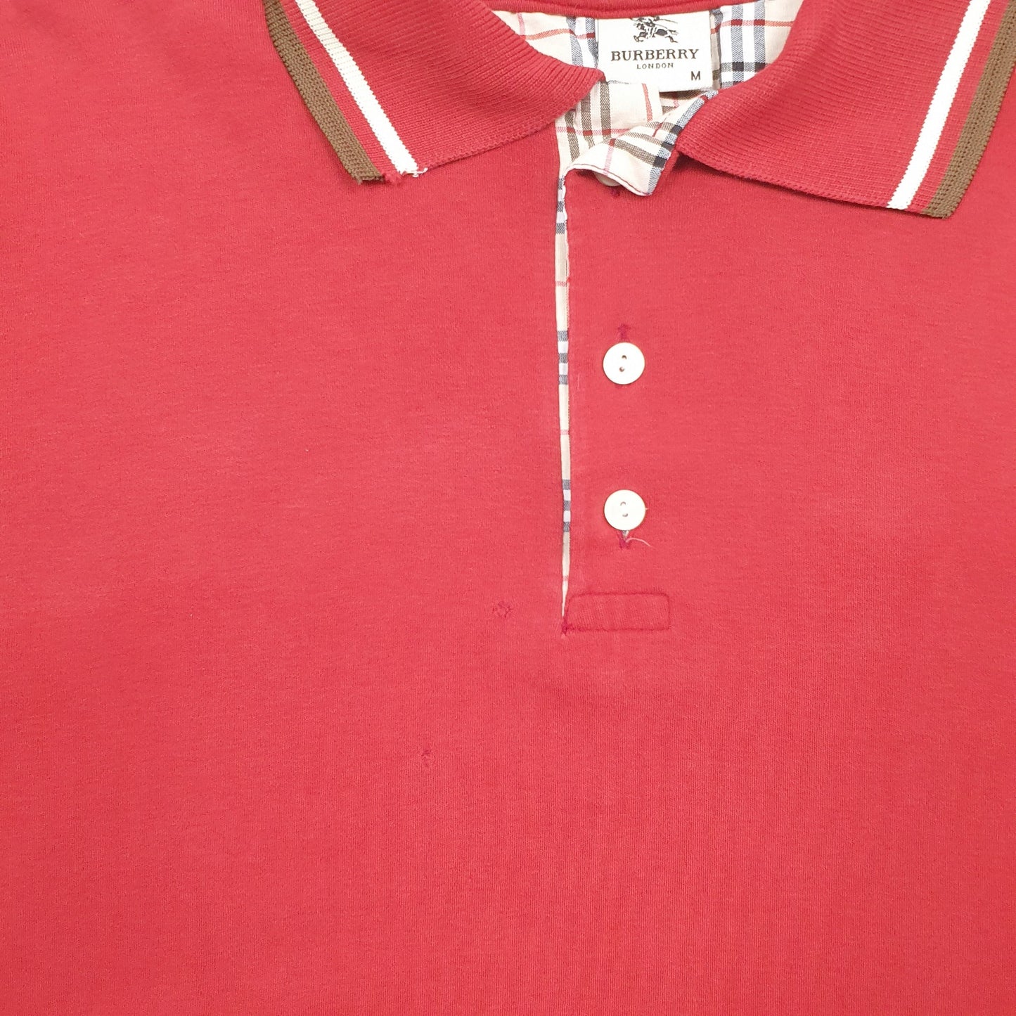 Mens Red Burberry  Short Sleeve Polo Shirt