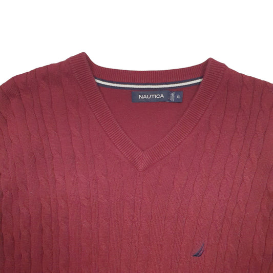 Mens Burgundy Nautica Knit Tank Top Jumper