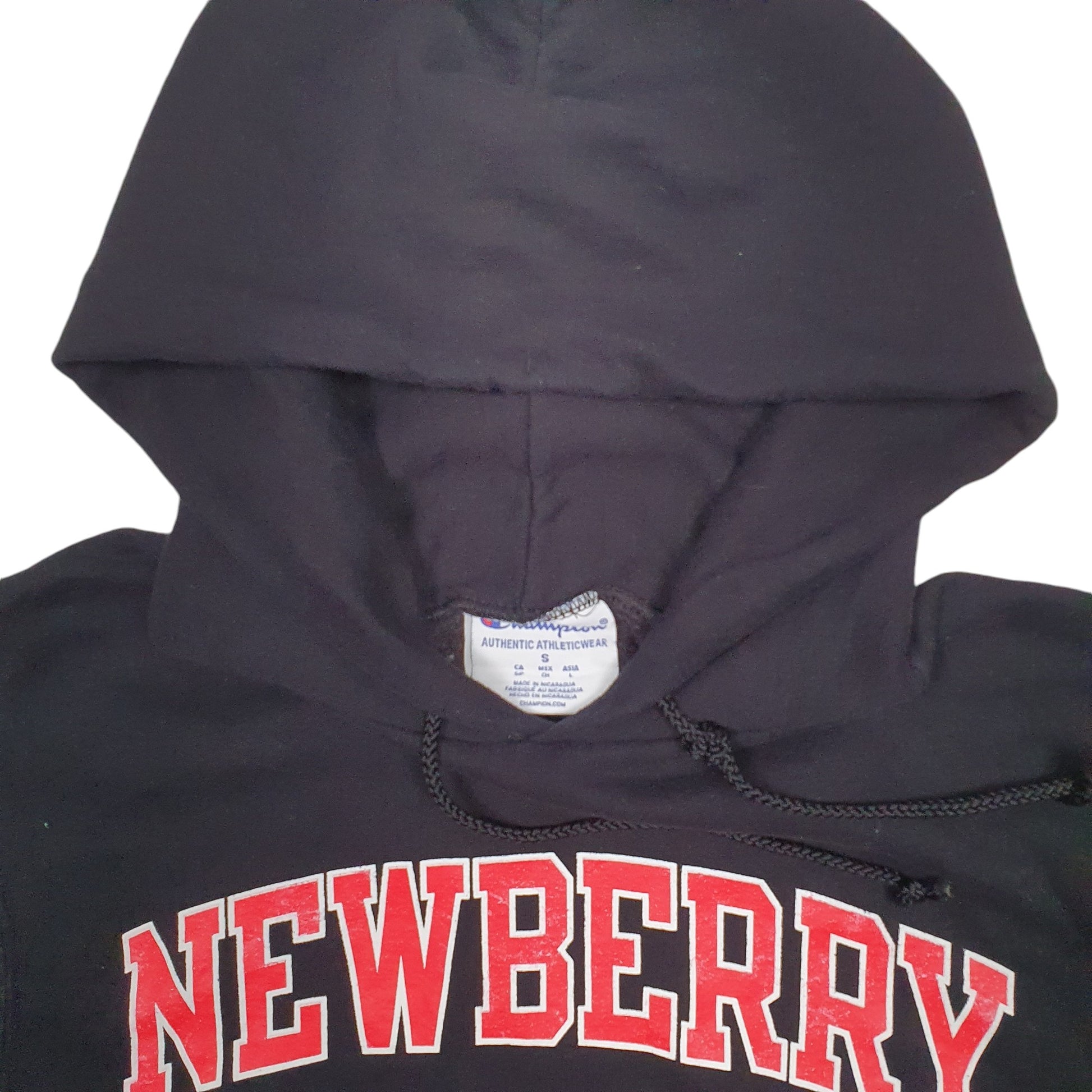 Mens Black Champion Newbury College Spellout Hoodie Jumper