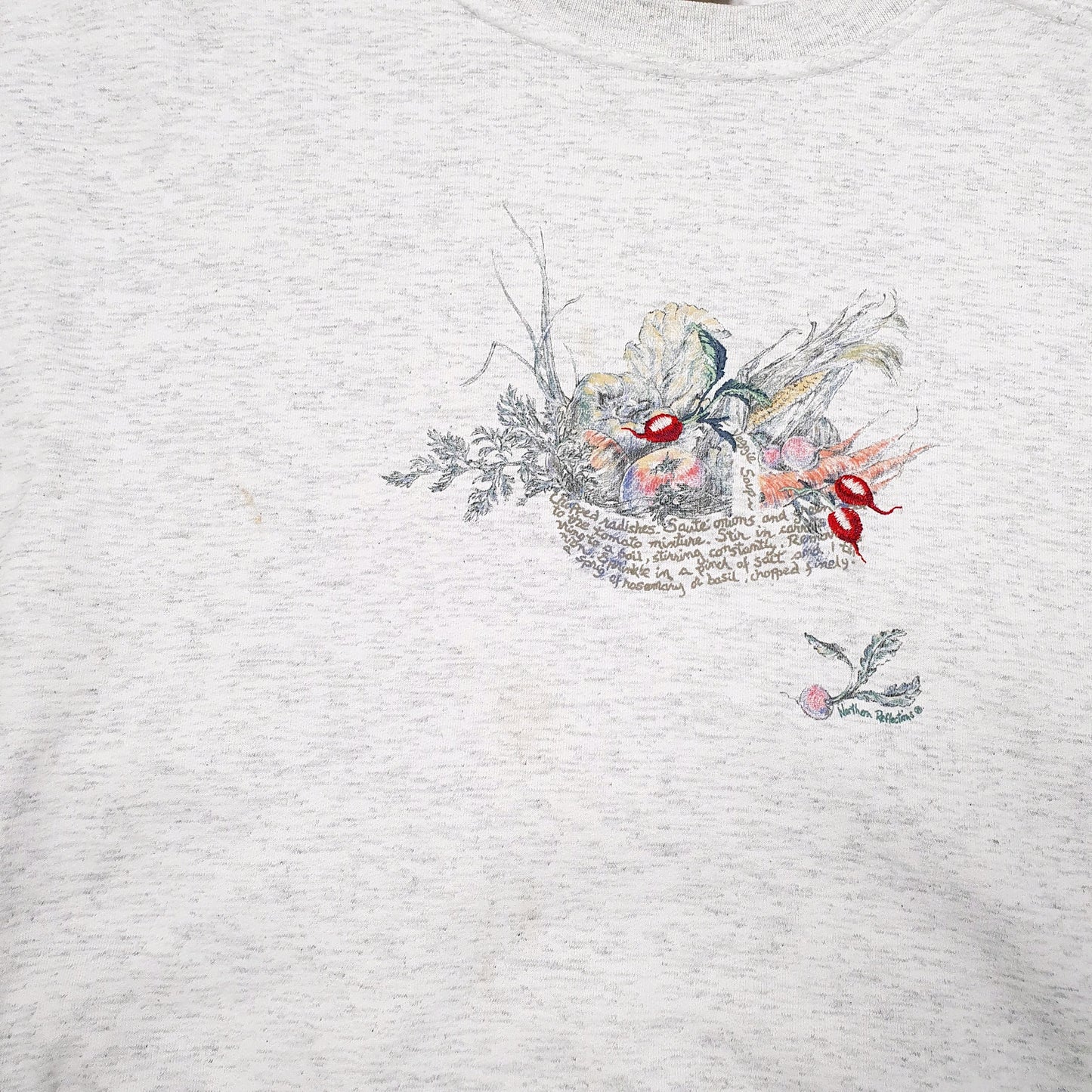 Mens Grey Northern Reflections Vintage 90s Veggie Soup Vegetables Crewneck Jumper