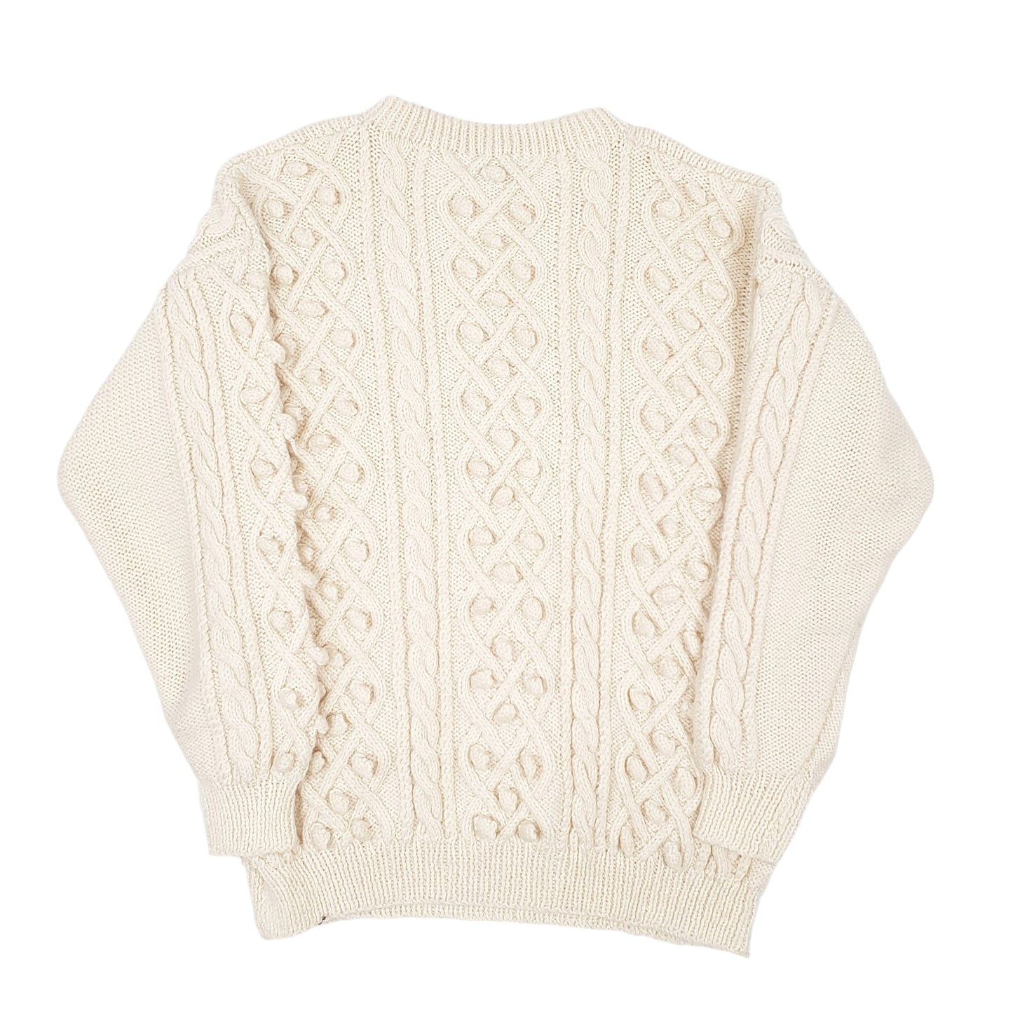 Mens Cream Unbranded Cable Knitwear Crewneck Jumper