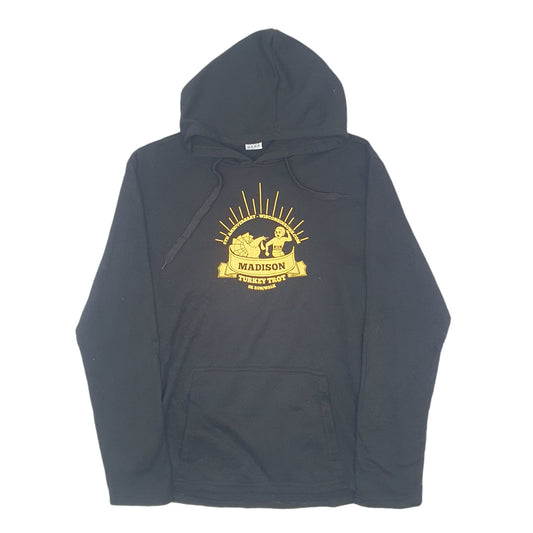 Mens Black Fleecepoly Wisconsin Madison Turkey Trot Hoodie Jumper