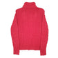 Womens Red Chaps Knit Cable Sweater Turtleneck Jumper