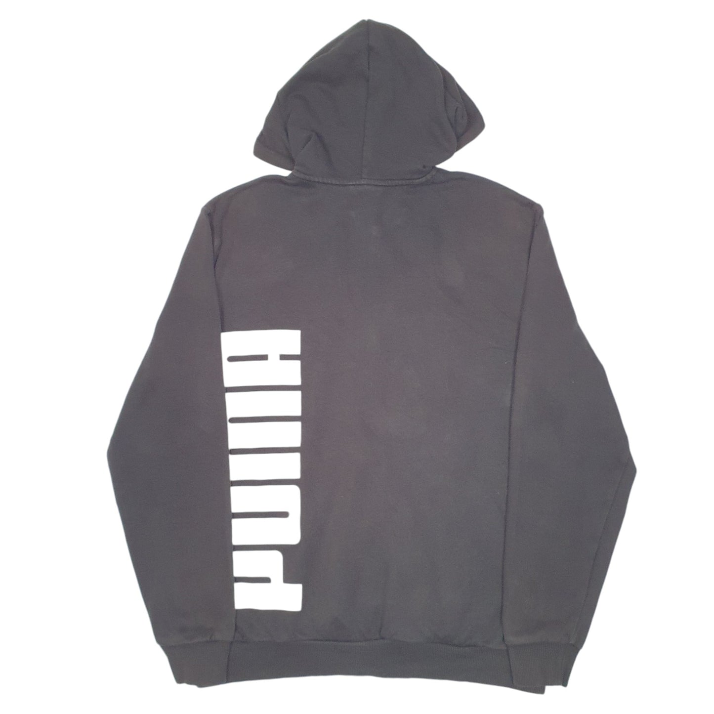 Mens Black Puma Hoodie Spellout Full Zip Jumper