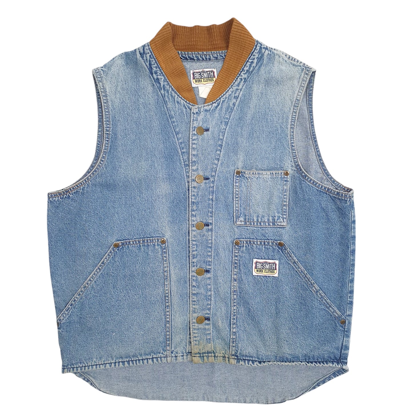 Mens Blue Big Smith Work Clothes Workwear Vintage 90's Crewneck Coat