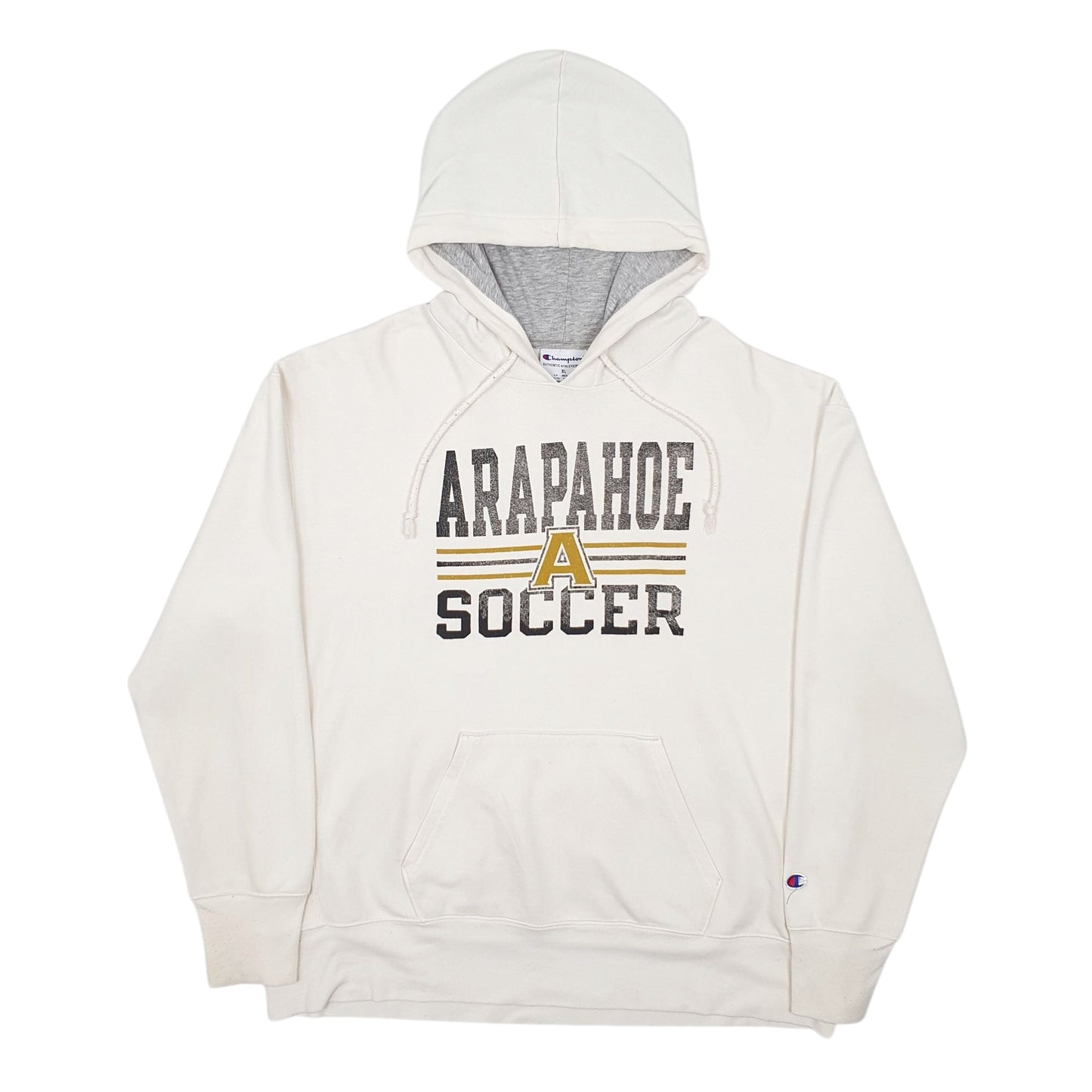 Mens Cream Champion Arapahoe Soccer Hoodie Jumper