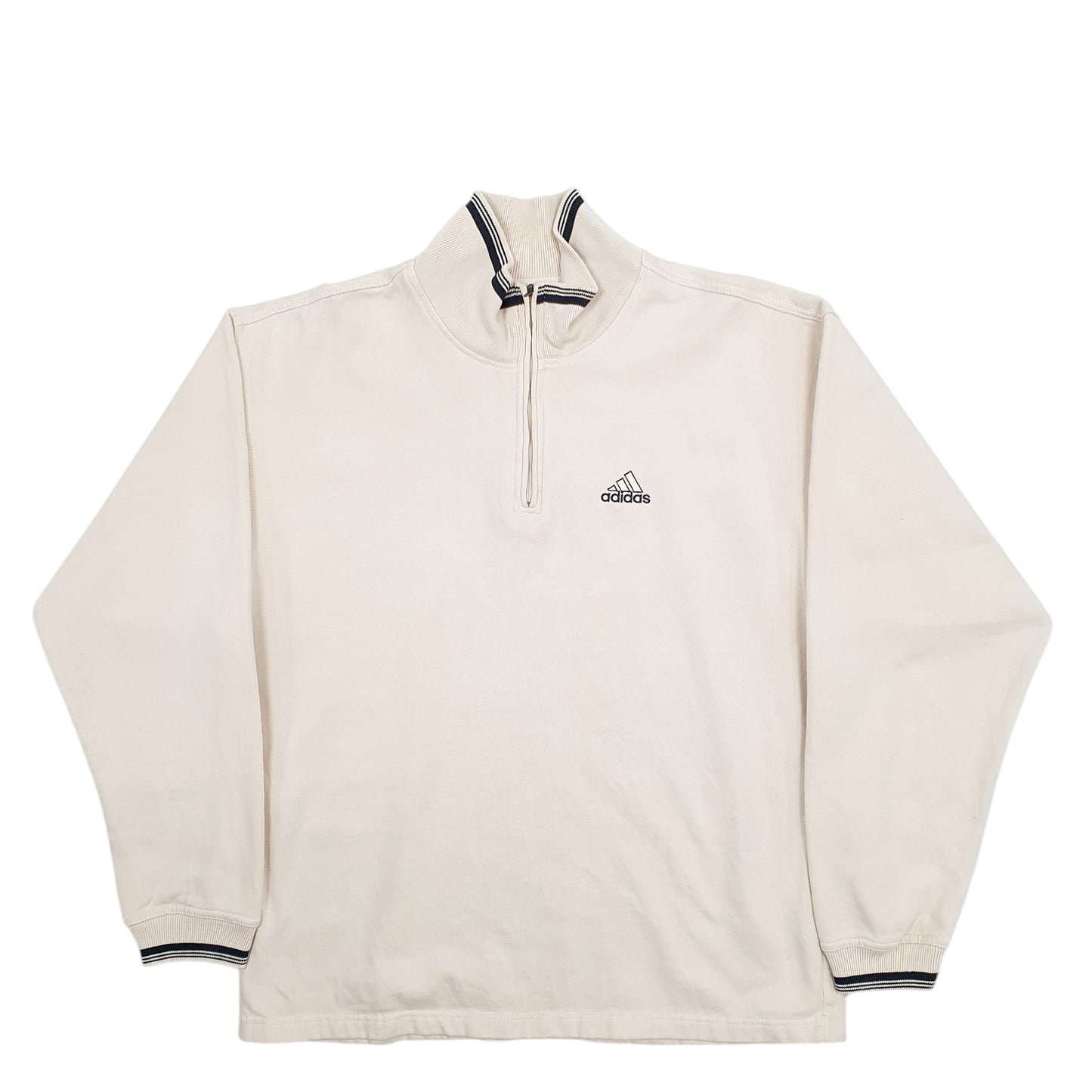 Mens Cream Adidas  Quarter Zip Jumper