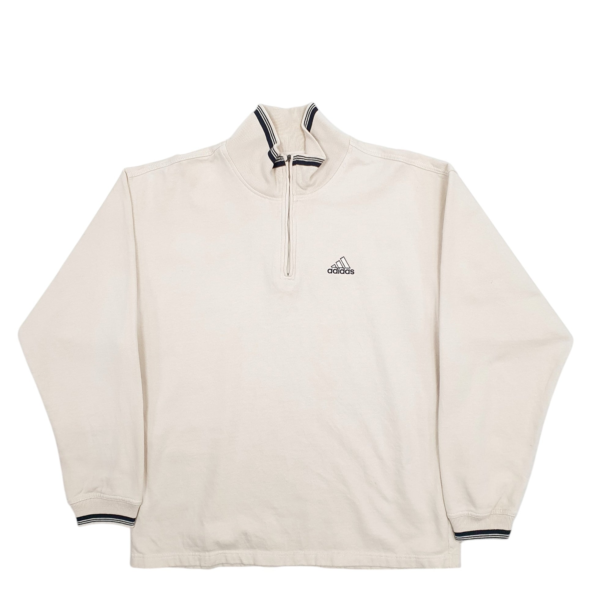 Mens Cream Adidas  Quarter Zip Jumper