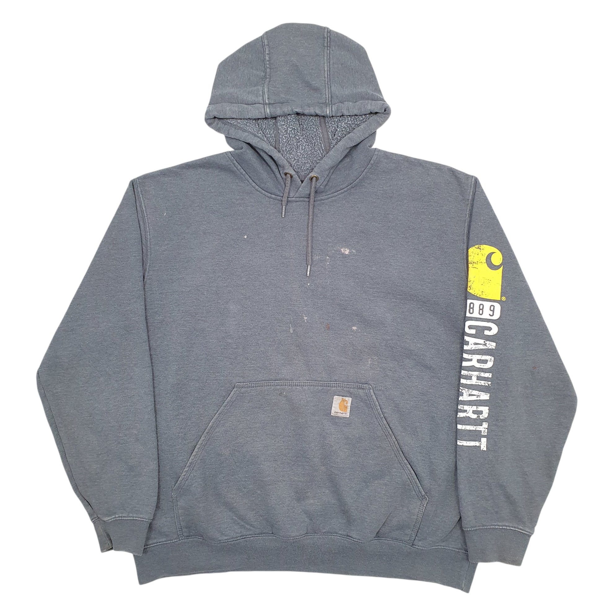 Mens Grey Carhartt Spellout Hoodie Jumper